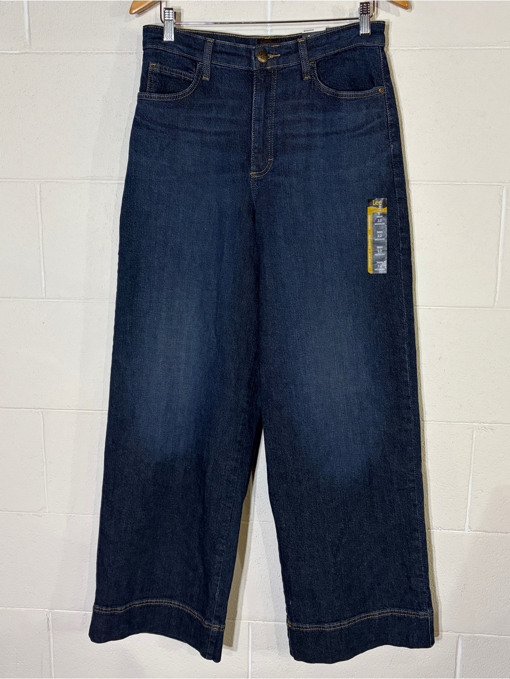 NWT Lee Women’s Wide-Leg Jeans Blue Dark Wash Denim Stretch High Rise Size 12